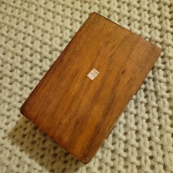 Vintage Handmade Wooden Floral Carving Jewelry Trinket Box India Wood - Picture 4 of 6